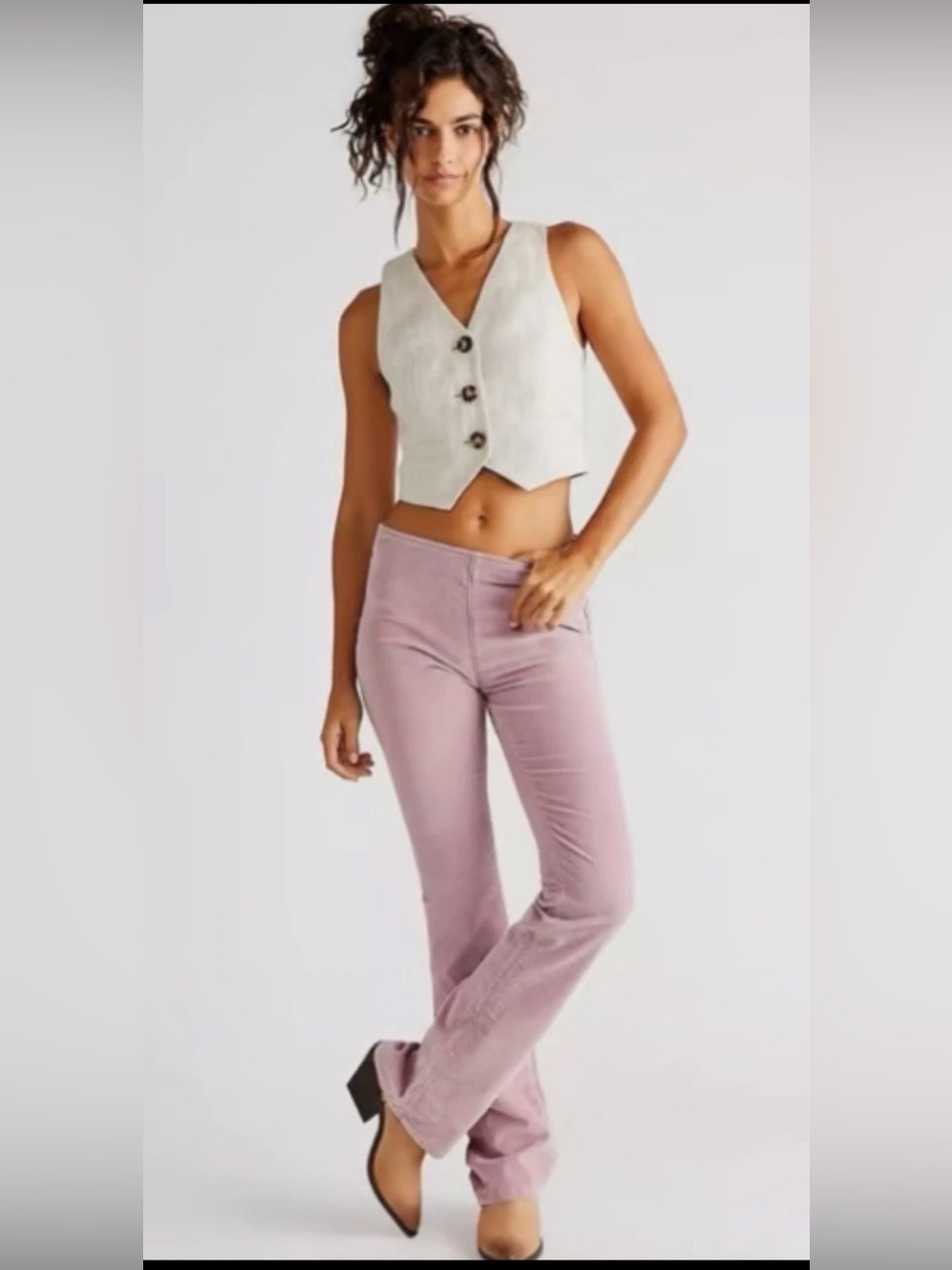 Free People We The Free CRVY Karma Pink Corduroy Flare Pants M